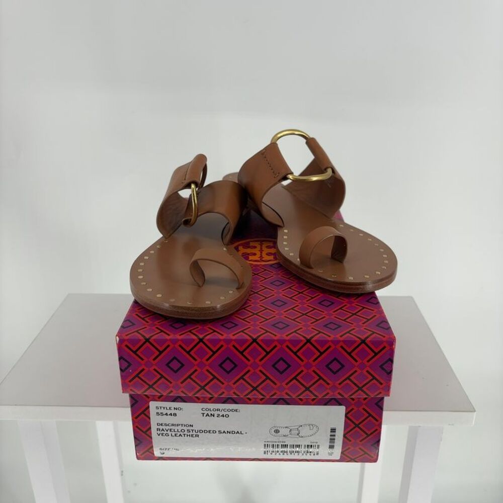 Tory Burch Studded Leather Toe-Loop Sandals